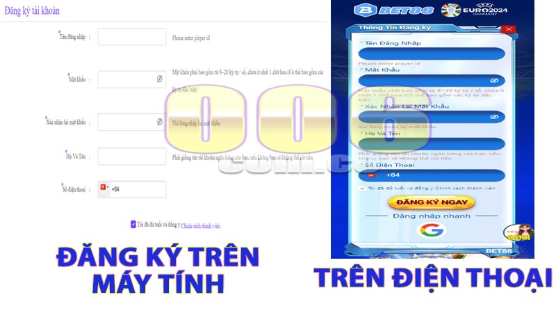 Đăng ký Bet88 trên máy tính và điện thoại miễn phí